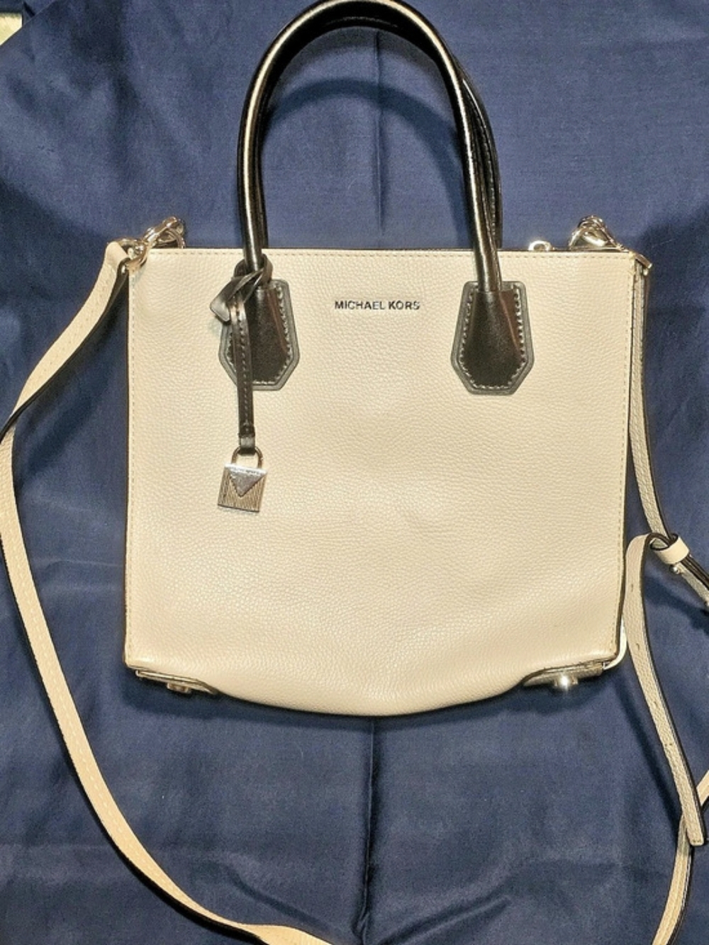 Michael Kors Mercer Large Tri-Color Pebbled Leather Accordion Tote Accordion